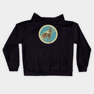 Vintage Sagittarius Zodiac Art Kids Hoodie